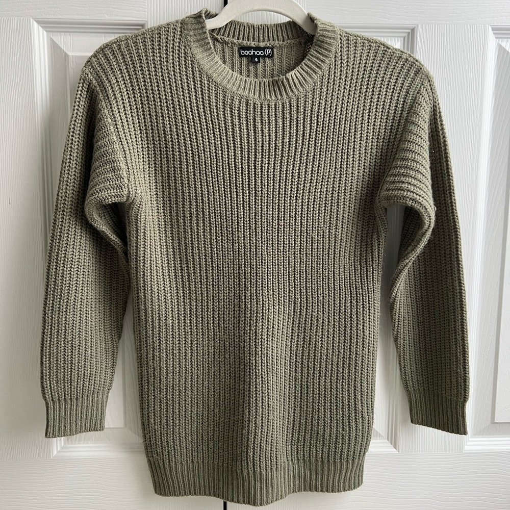 Olive petite crew neck sweater